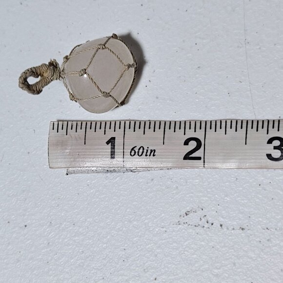 Vintage Clear Glass Fishing Float Pendant Knotted Rope Netting Nautical Jewelry - Picture 3 of 3